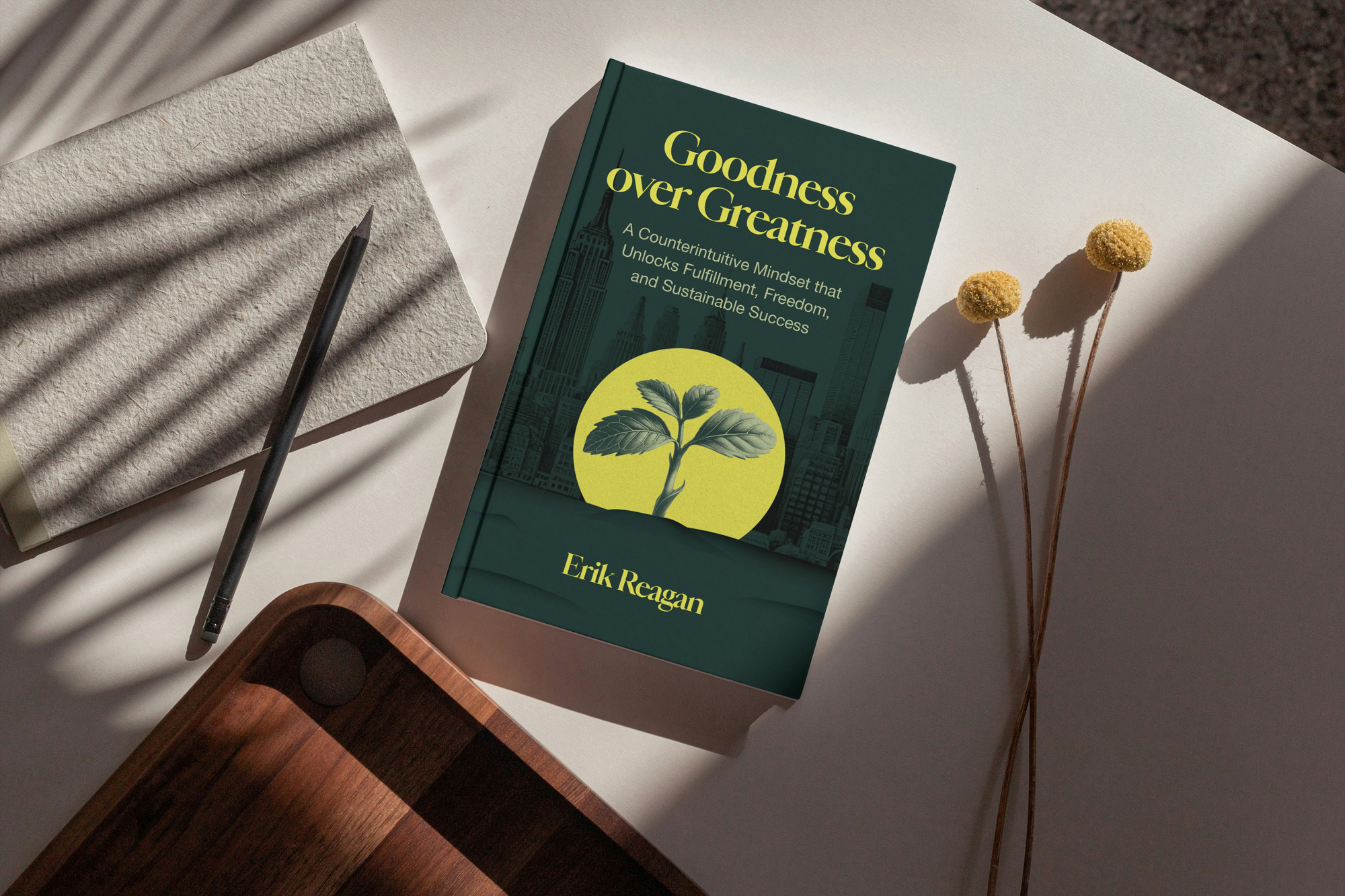 Photo of the cover of Erik's book, Goodness over Greatness